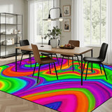 Psychedelic 70s Retro Rug 4:3 – Large Midcentury Plush Non-Slip Area Rug - retro rug