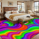 Psychedelic 70s Retro Rug 4:3 – Large Midcentury Plush Non-Slip Area Rug - retro rug
