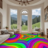 Psychedelic 70s Retro Rug 4:3 – Large Midcentury Plush Non-Slip Area Rug - retro rug