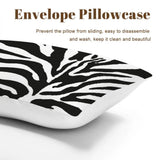 Envelope pillowcase close view in a black and white zebra print