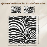 Queen comforter set size information with comforter and pillowcase dimensions in inches and cm