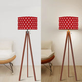 Red White Retro Tripod Floor Lamp - 50s Polka Dots Lamp Shade - retro floor lamps