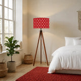 Red White Retro Tripod Floor Lamp - 50s Polka Dots Lamp Shade - retro floor lamps