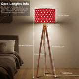Red White Retro Tripod Floor Lamp - 50s Polka Dots Lamp Shade - retro floor lamps