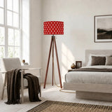 Red White Retro Tripod Floor Lamp - 50s Polka Dots Lamp Shade - retro floor lamps