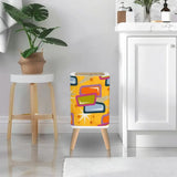 Retro 1950s Square Small Trash Can with Lid Atomic Mid Century Pattern Yellow - One Size - retro tash cans
