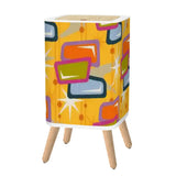 Retro 1950s Square Small Trash Can with Lid Atomic Mid Century Pattern Yellow - One Size - retro tash cans