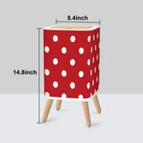 Retro 1950s Square Small Trash Can with Lid Big Polka Dots Red White - One Size - retro tash cans