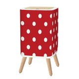 Retro 1950s Square Small Trash Can with Lid Big Polka Dots Red White - One Size - retro tash cans