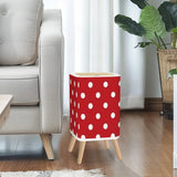 Retro 1950s Square Small Trash Can with Lid Big Polka Dots Red White - One Size - retro tash cans