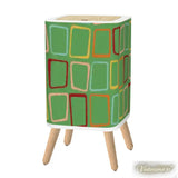 Retro 1950s Square Small Trash Can with Lid Green Squares - One Size - retro tash cans