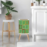 Retro 1950s Square Small Trash Can with Lid Green Squares - One Size - retro tash cans