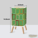 Retro 1950s Square Small Trash Can with Lid Green Squares - One Size - retro tash cans