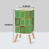 Retro 1950s Square Small Trash Can with Lid Green Squares - One Size - retro tash cans