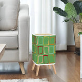 Retro 1950s Square Small Trash Can with Lid Green Squares - One Size - retro tash cans