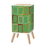 Retro 1950s Square Small Trash Can with Lid Green Squares - One Size - retro tash cans
