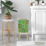 Retro 1950s Square Small Trash Can with Lid Green Squares - One Size - retro tash cans
