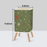 Retro 1960s Trash Can with Lid Christmas Stars Celestial Olive Green - One Size - retro tash cans