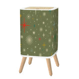 Retro 1960s Trash Can with Lid Christmas Stars Celestial Olive Green - One Size - retro tash cans