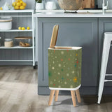 Retro 1960s Trash Can with Lid Christmas Stars Celestial Olive Green - One Size - retro tash cans