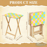 Retro 50s Pastel Lemon Wooden TV Tray Tables - Set of 4 with Stand - 4 Pack - retro tv tray