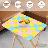 Retro 50s Pastel Lemon Wooden TV Tray Tables - Set of 4 with Stand - 4 Pack - retro tv tray