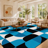 Retro 60 Tripod Nesting Coffee Table Set - Blue Black White Geometric - retro ads