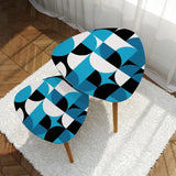 Retro 60 Tripod Nesting Coffee Table Set - Blue Black White Geometric - retro ads