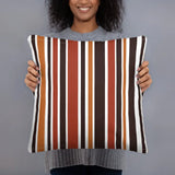 RETRO 60s 70s Scandi THROW PILLOW Striped Brown Orange Red White Midcentury - retro pillow