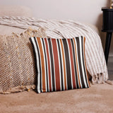 RETRO 60s 70s Scandi THROW PILLOW Striped Brown Orange Red White Midcentury - retro pillow