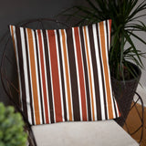 RETRO 60s 70s Scandi THROW PILLOW Striped Brown Orange Red White Midcentury - retro pillow
