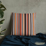RETRO 60s 70s Scandi THROW PILLOW Striped Brown Orange Red White Midcentury - retro pillow