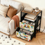 Retro 60s Accent Side Table - Nightstand with Built-In Charging Station - retro bedside table
