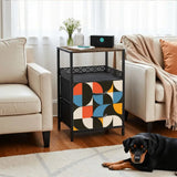 Retro 60s Bedside Table - Cabinet with Charging Station & Drawers - retro bedside table
