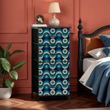 Retro 60s Blue Beige Black Fabric Drawer Dresser – MCM Steel Frame Cabinet - One Size - retro dresser