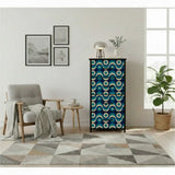 Retro 60s Blue Beige Black Fabric Drawer Dresser – MCM Steel Frame Cabinet - One Size - retro dresser