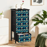 Retro 60s Blue Beige Black Fabric Drawer Dresser – MCM Steel Frame Cabinet - One Size - retro dresser