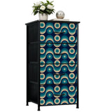 Retro 60s Blue Beige Black Fabric Drawer Dresser – MCM Steel Frame Cabinet - One Size - retro dresser
