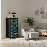 Retro 60s Blue Beige Black Fabric Drawer Dresser – MCM Steel Frame Cabinet - One Size - retro dresser