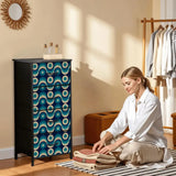 Retro 60s Blue Beige Black Fabric Drawer Dresser – MCM Steel Frame Cabinet - One Size - retro dresser
