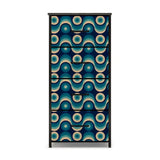 Retro 60s Blue Beige Black Fabric Drawer Dresser – MCM Steel Frame Cabinet - One Size - retro dresser