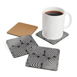 Retro 60s Drink Coasters Set – Black White Op-Art Decor - retro coaster