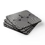 Retro 60s Drink Coasters Set – Black White Op-Art Decor - retro coaster