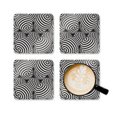 Retro 60s Drink Coasters Set – Black White Op-Art Decor - retro coaster