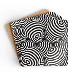 Retro 60s Drink Coasters Set – Black White Op-Art Decor - retro coaster