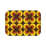 Retro 60s Floral Bath Mat | Mid Century Brown Yellow Flower Pattern - 24’’ × 17’’ - retro bathroom