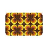 Retro 60s Floral Bath Mat | Mid Century Brown Yellow Flower Pattern - retro bathroom