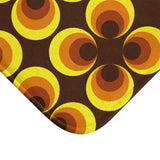 Retro 60s Floral Bath Mat | Mid Century Brown Yellow Flower Pattern - retro bathroom