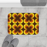 Retro 60s Floral Bath Mat | Mid Century Brown Yellow Flower Pattern - retro bathroom