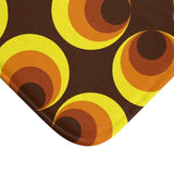 Retro 60s Floral Bath Mat | Mid Century Brown Yellow Flower Pattern - retro bathroom